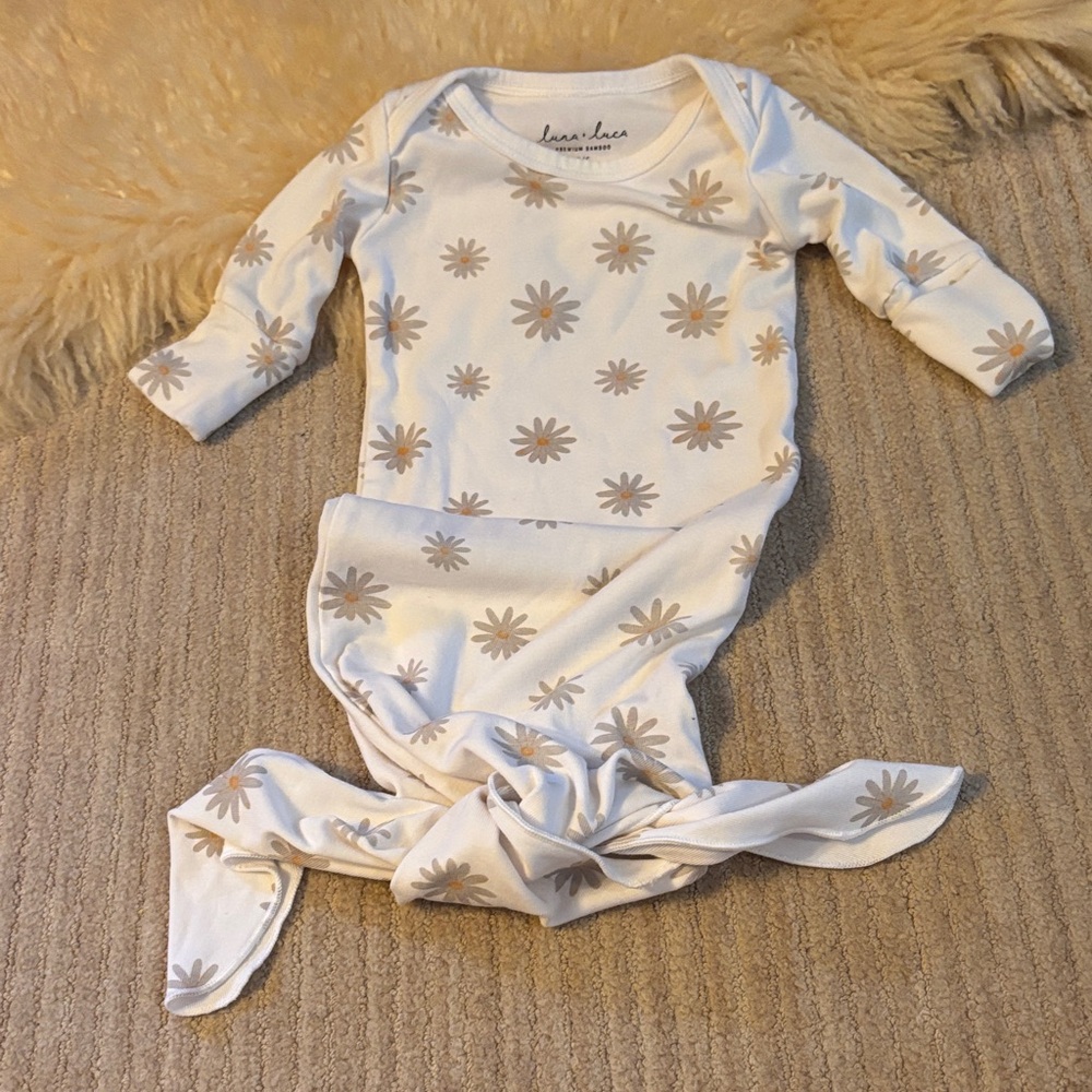 Luna Luca Bamboo Daisy Gown - Cream and Tan